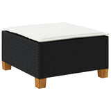 Garden Stool with Cushion Black 63.5x56x32 cm Poly Rattan