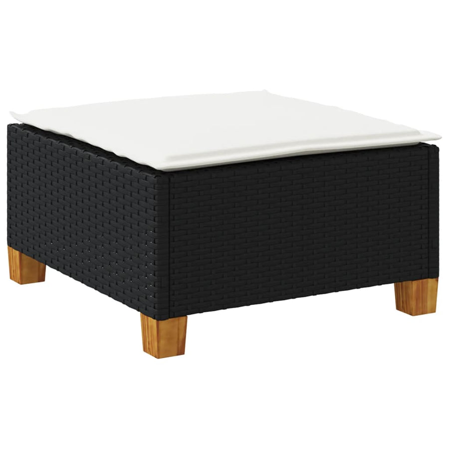 Garden Stool with Cushion Black 63.5x56x32 cm Poly Rattan