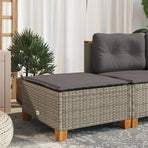 Garden Stool with Cushion Grey 63.5x56x32 cm Poly Rattan