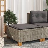 Garden Stool with Cushion Grey 63.5x56x32 cm Poly Rattan - Side View