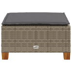 Garden Stool with Cushion Grey 63.5x56x32 cm Poly Rattan
