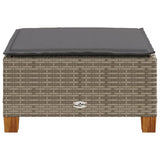 Garden Stool with Cushion Grey 63.5x56x32 cm Poly Rattan - 45-Degree Angle