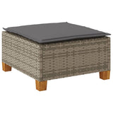 Garden Stool with Cushion Grey 63.5x56x32 cm Poly Rattan - Rear View