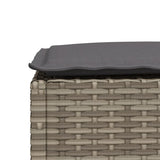 Garden Stool with Cushion Grey 63.5x56x32 cm Poly Rattan - Close-Up Angle