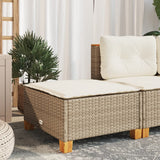 Garden Stool with Cushion Beige 63.5x56x32 cm Poly Rattan - Side View