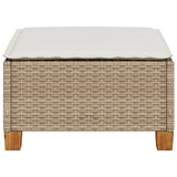 Garden Stool with Cushion Beige 63.5x56x32 cm Poly Rattan - Top-Down View