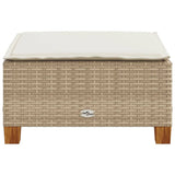 Garden Stool with Cushion Beige 63.5x56x32 cm Poly Rattan - 45-Degree Angle