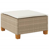 Garden Stool with Cushion Beige 63.5x56x32 cm Poly Rattan - Rear View
