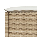 Garden Stool with Cushion Beige 63.5x56x32 cm Poly Rattan - Close-Up Angle