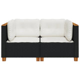 Garden Sofas Corner with Cushions 2 pcs Black Poly Rattan - Top-Down View
