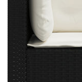 Garden Sofas Corner with Cushions 2 pcs Black Poly Rattan - Close-Up Angle