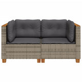 Garden Sofas Corner with Cushions 2 pcs Grey Poly Rattan