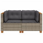 Garden Sofas Corner with Cushions 2 pcs Grey Poly Rattan