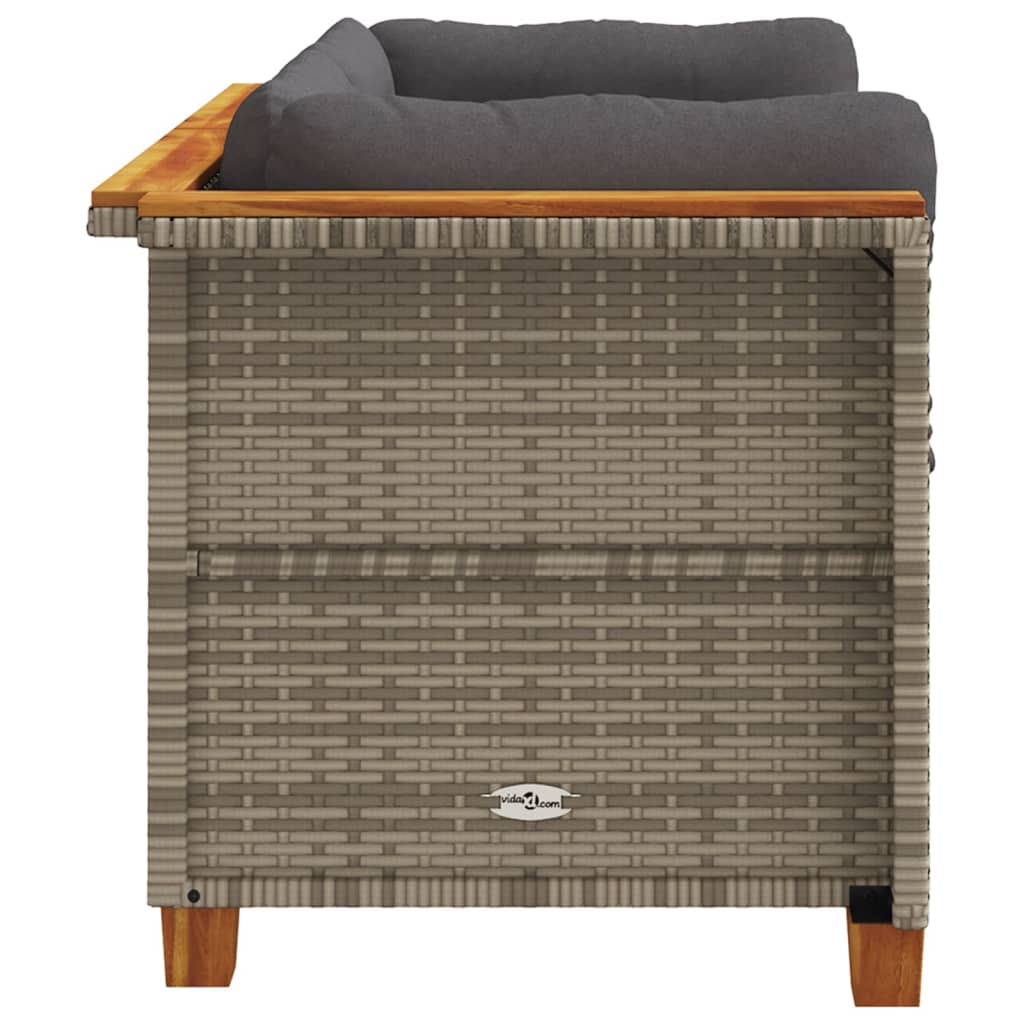 Garden Sofas Corner with Cushions 2 pcs Grey Poly Rattan