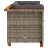 Garden Sofas Corner with Cushions 2 pcs Grey Poly Rattan - 45-Degree Angle