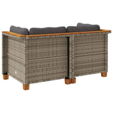 Garden Sofas Corner with Cushions 2 pcs Grey Poly Rattan