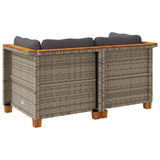 Garden Sofas Corner with Cushions 2 pcs Grey Poly Rattan - Rear View
