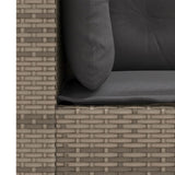 Garden Sofas Corner with Cushions 2 pcs Grey Poly Rattan