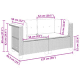 Garden Sofas Corner with Cushions 2 pcs Grey Poly Rattan