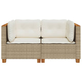 Garden Sofas Corner with Cushions 2 pcs Beige Poly Rattan - Top-Down View