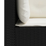 Garden Sofa with Cushions 3-Seater Black Poly Rattan - Close-Up Angle