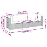 Garden Sofa with Cushions 3-Seater Black Poly Rattan - Low Angle