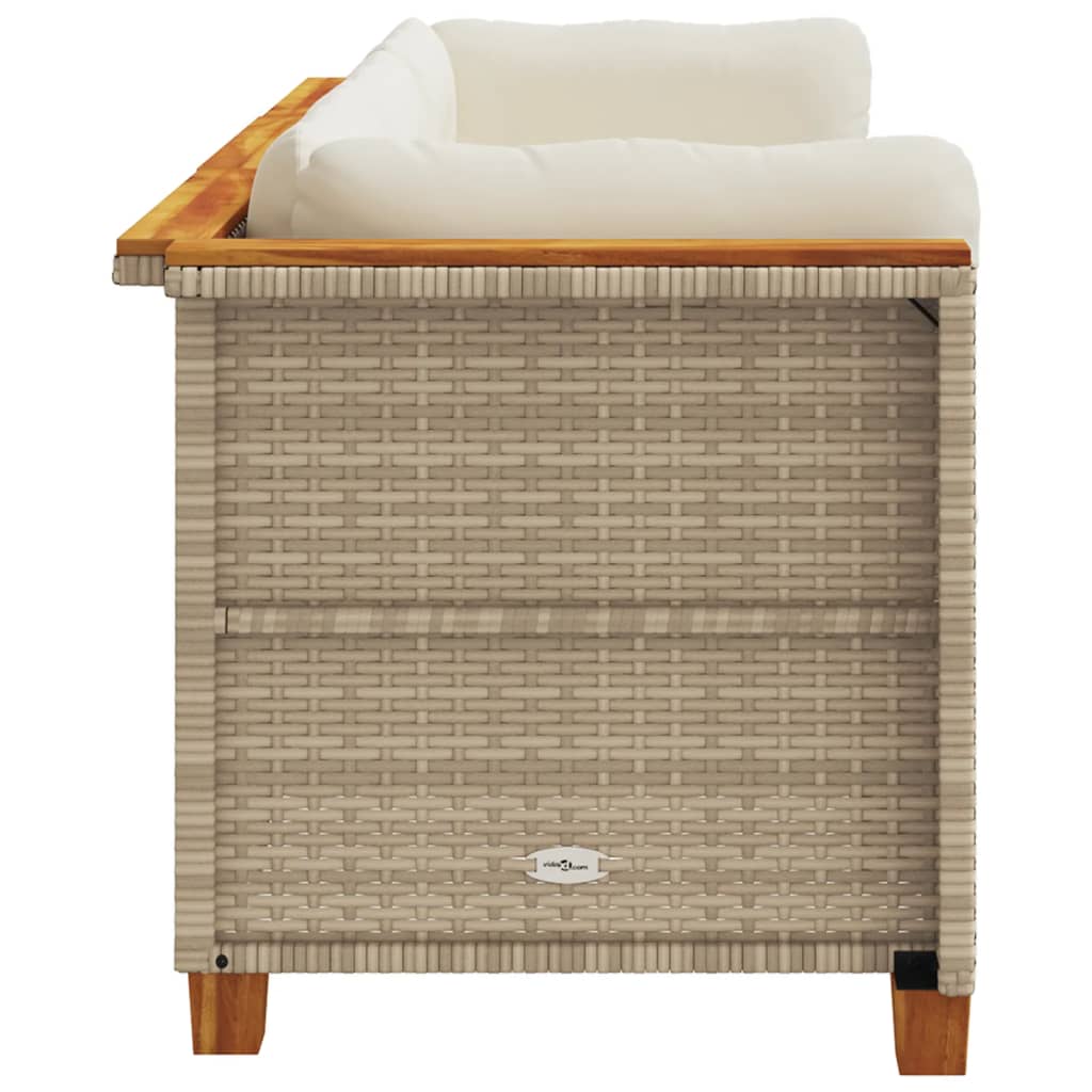 Garden Sofa with Cushions 3-Seater Beige Poly Rattan