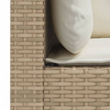 Garden Sofa with Cushions 3-Seater Beige Poly Rattan - Close-Up Angle