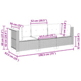 Garden Sofa with Cushions 3-Seater Beige Poly Rattan - Low Angle