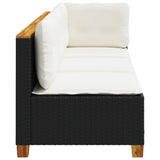 Garden Sofa with Cushions 3-Seater Black Poly Rattan - 45-Degree Angle