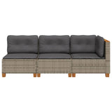 Garden Sofa with Cushions 3-Seater Grey Poly Rattan - Top-Down View