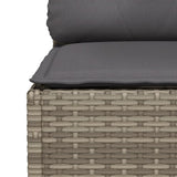 Garden Sofa with Cushions 3-Seater Grey Poly Rattan - Close-Up Angle