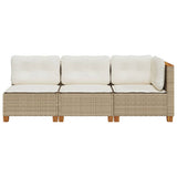 Garden Sofa with Cushions 3-Seater Beige Poly Rattan - Top-Down View