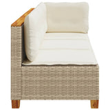 Garden Sofa with Cushions 3-Seater Beige Poly Rattan - 45-Degree Angle