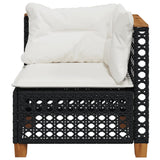 Garden Sofa Corner with Cushions Black Poly Rattan