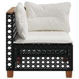 Garden Sofa Corner with Cushions Black Poly Rattan