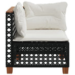 Garden Sofa Corner with Cushions Black Poly Rattan