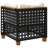 Garden Sofa Corner with Cushions Black Poly Rattan