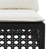 Garden Sofa Corner with Cushions Black Poly Rattan