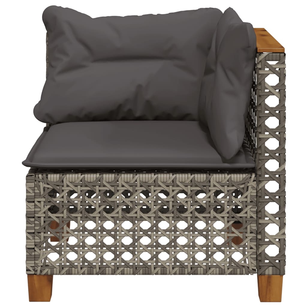 Garden Sofa Corner with Cushions Grey Poly Rattan