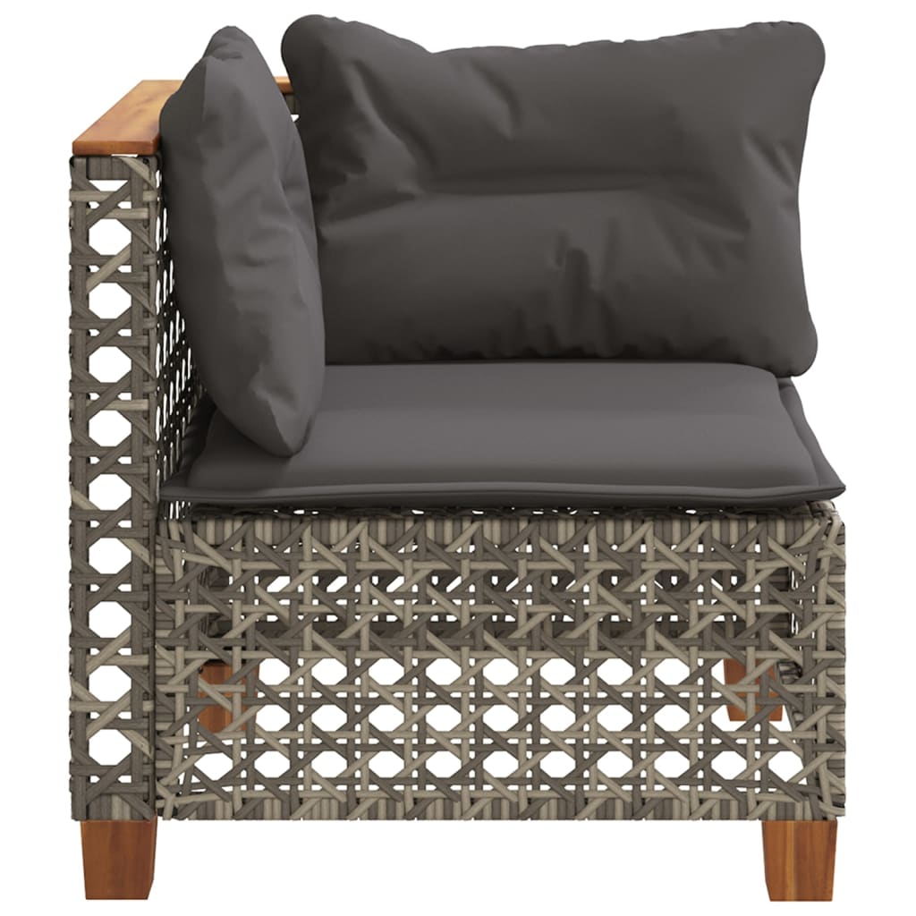 Garden Sofa Corner with Cushions Grey Poly Rattan