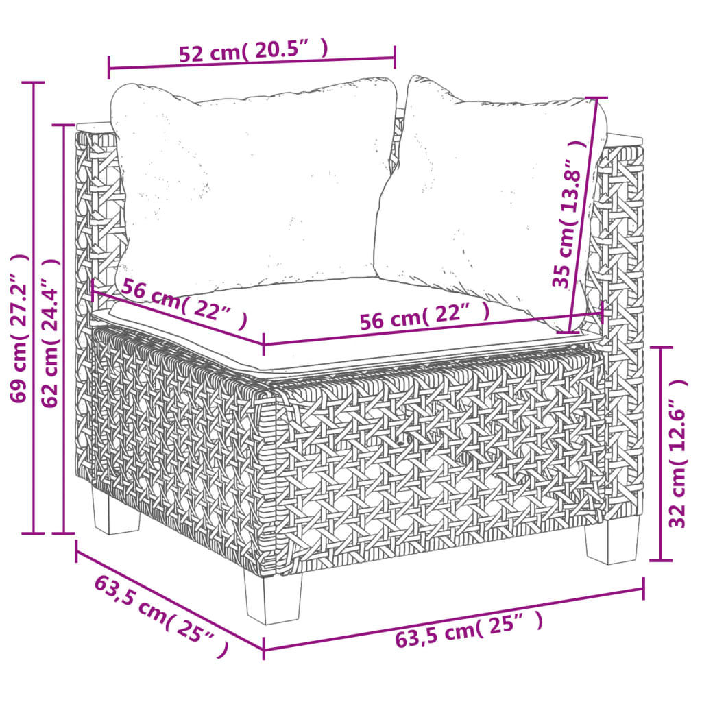 Garden Sofa Corner with Cushions Grey Poly Rattan