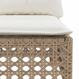Garden Sofa Corner with Cushions Beige Poly Rattan