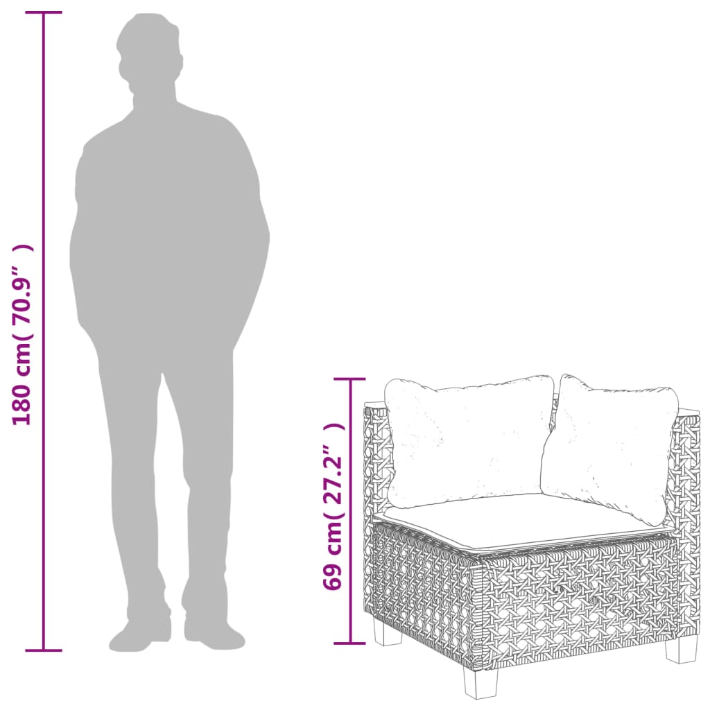 Garden Sofa Corner with Cushions Beige Poly Rattan