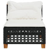 Garden Sofa Armless with Cushions Black Poly Rattan - Top-Down View