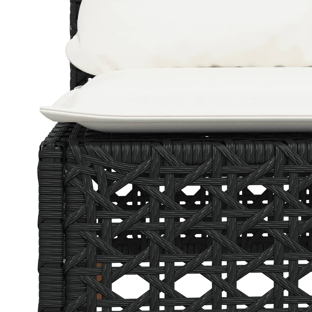 Garden Sofa Armless with Cushions Black Poly Rattan