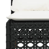 Garden Sofa Armless with Cushions Black Poly Rattan - Close-Up Angle