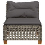 Garden Sofa Armless with Cushions Grey Poly Rattan