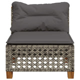 Garden Sofa Armless with Cushions Grey Poly Rattan - Top-Down View