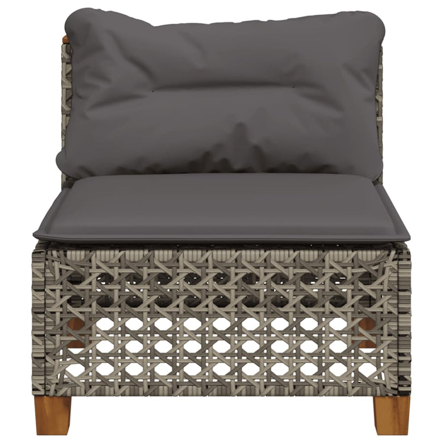 Garden Sofa Armless with Cushions Grey Poly Rattan